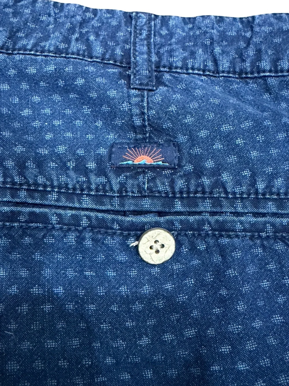 ✨ Faherty All Day Printed Shorts Size 38 Blue 100% Cotton Chino Casual Summer